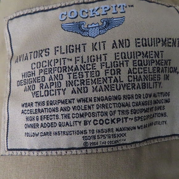 Cockpit USA Mens Flight Jacket Size L Khaki Type A-2 Leather Collar Z29S79 - Picture 5 of 9